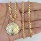 10k 3mm Rope Chain Jesus Guadalupe Pendant 18"-30 Yellow Gold Set Charm Necklace