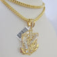 10K Franco Chain Eagle Anchor Pendant Charm Necklace 20"-28" 4mm Yellow Gold SET