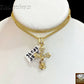 10k Gold Men Cross Charm Pendant Miami Cuban Rope Chain 20 22 24 26 Inch