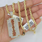 10k Solid Rope Chain Razor Blade Charm Diamond Set 4mm 20"-28" Necklace Gold