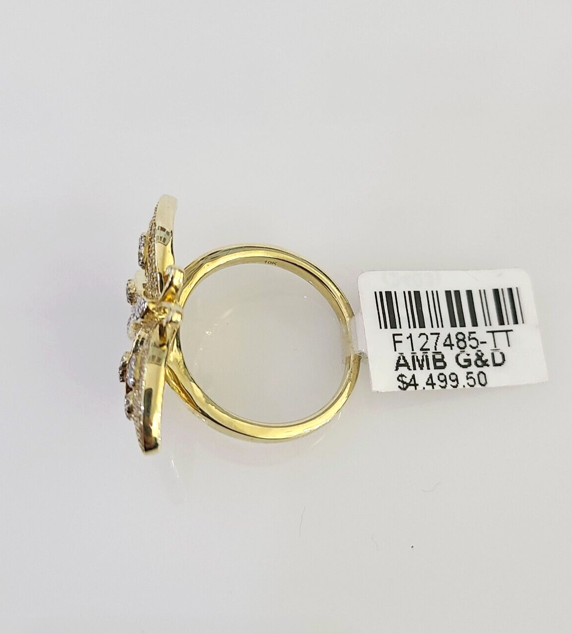 Real 10k Butterfly Diamond Ladies Ring Women Casual 10Kt Yellow Gold