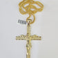 10K Franco Chain Jesus Crucifix Cross Pendant Charm Necklace 20"-26" 3mm Gold