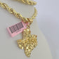 Real 14k Rope Chain Texas Map Charm Set 6mm 18"-26" Necklace Yellow Gold