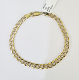 Real 10K Cuban Curb Link Bracelet Yellow Gold Diamond Cut 5mm 7" Inch