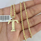 10k Gold Initial T Charm Rope Chain 16"-26" 2.5mm SET Necklace Alphabet Pendant