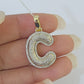 10k Gold Natural Diamond Letter C Initial Alphabet Charm Pendant