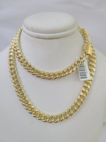 10k Miami Cuban Link Chain Yellow Gold 7mm Necklace 20-28 Inches Real