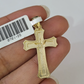 10k Gold Chain Miami Cuban Jesus Cross Charm Pendant Set 4mm 18"-28" Necklace
