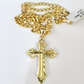10k Gold Chain Jesus Cross Charm Pendant Cuban Curb Link 5mm 18"-28" Inch SET