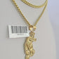 10K Gold Miami Cuban Chain Praying Hands Charm 18"-30" 3mm REAL Pendant