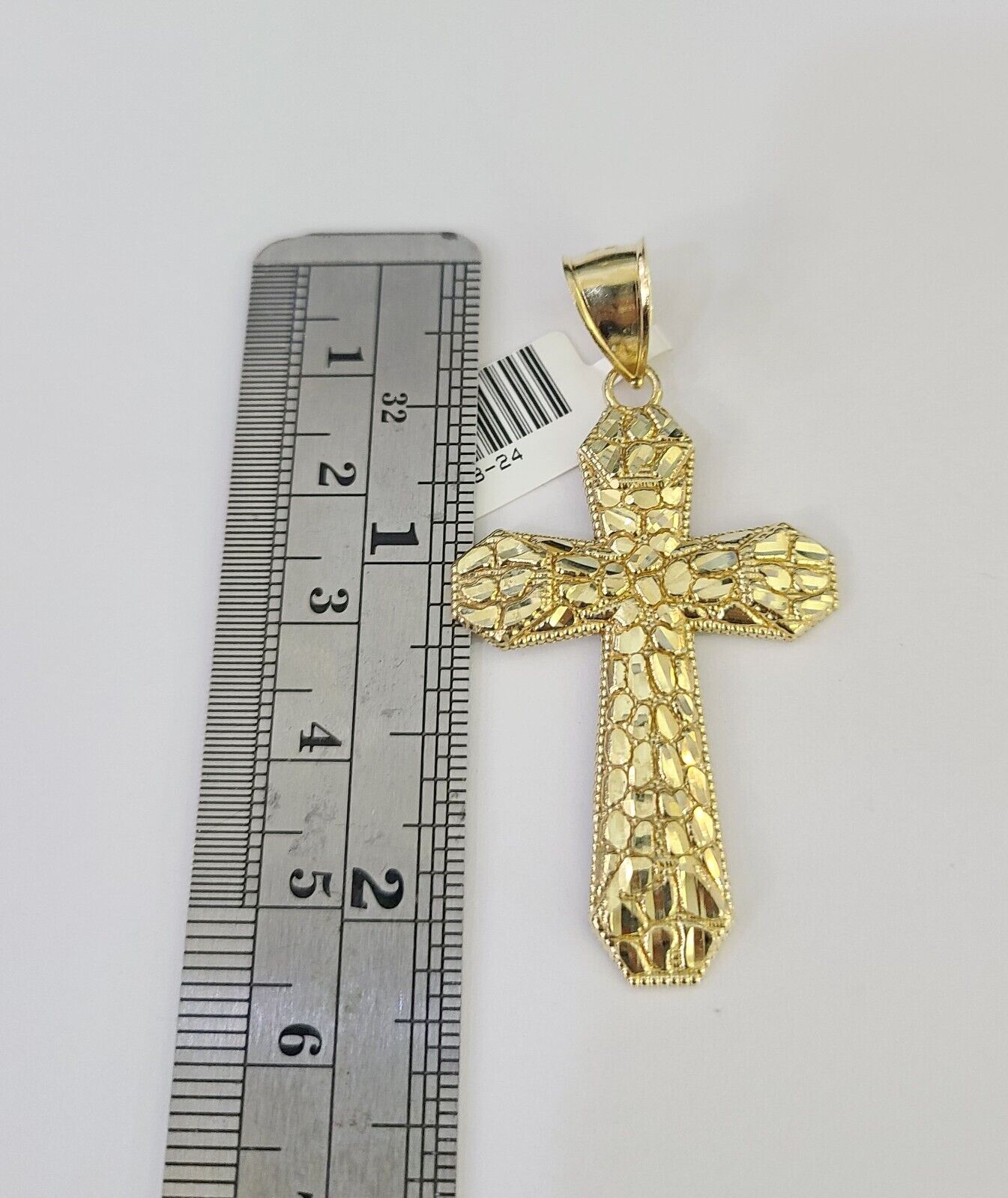 10k Solid Gold Cuban Curb Chain Jesus Cross Pendant 6mm 20"-30" SET Necklace