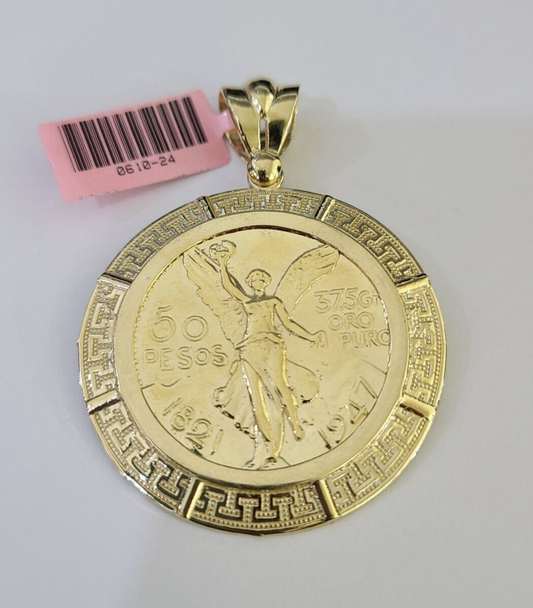 14k Centenario Charm Yellow Gold 50 Pesos 1947 Mexico Mexican Pendant Real 14kt