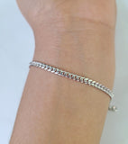 Real 10K Miami Cuban Bracelet White Gold Solid 3mm 8Inch Lobster Lock Genuine