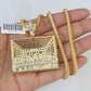 10K Franco Chain Last Supper Pendant Charm Necklace 20"-26" 3mm Gold Yellow