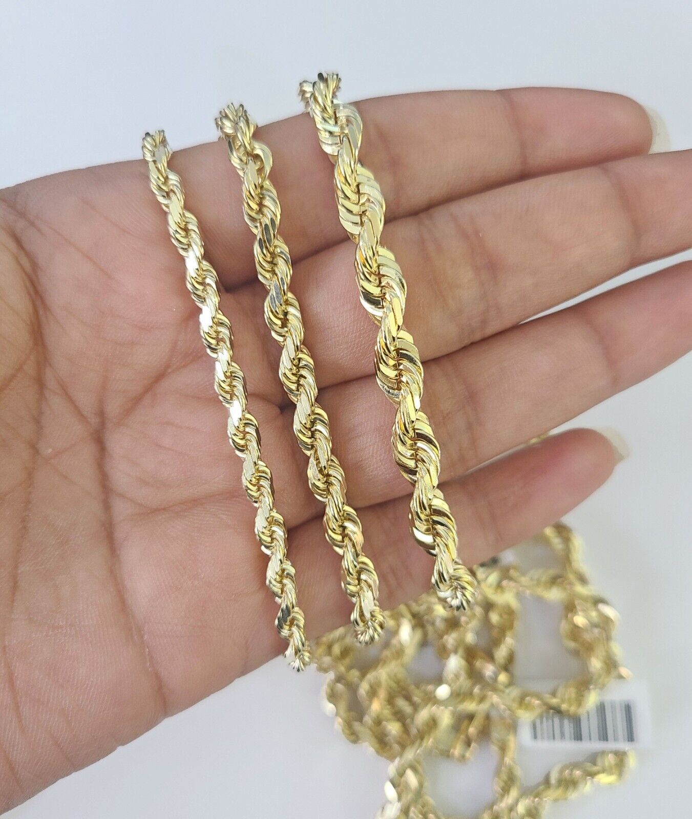 10k Solid Rope Chain Yellow Gold Necklace 4mm 5mm 6mm 20-30Inches Real Men Women