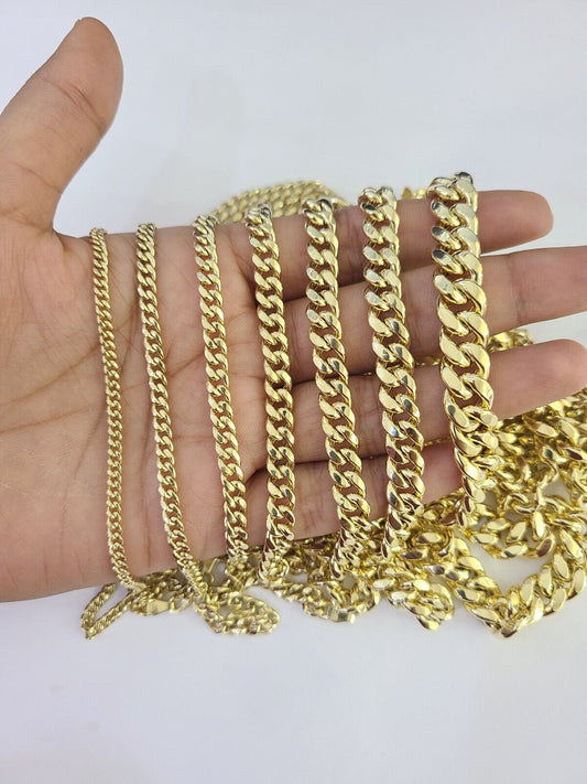 10k Gold Miami Cuban Link Chain Necklace 3mm-10mm 20-30 Inches 10kt Real Yellow