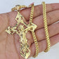 14K Franco Chain Jesus INRI Cross Pendant Charm Necklace 20"-26" 4mm Gold