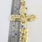 14k Jesus Christ Cross Charm Pendant Nugget Yellow Gold REAL Genuine 14kt