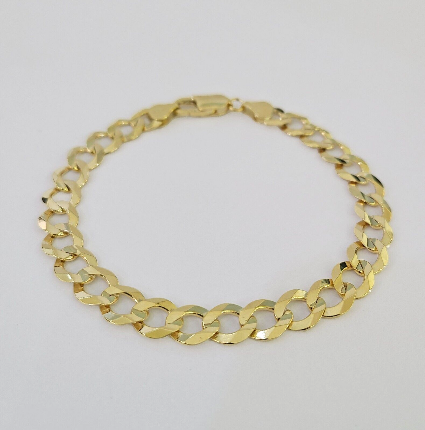 10k Solid Cuban Curb Link Bracelet Gold 8mm 8 Inches Real Yellow Gold