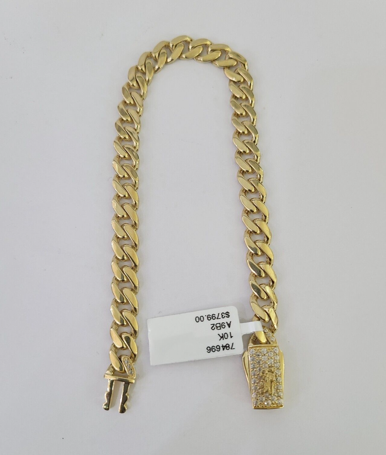 Real 10K Royal Monaco Bracelet Yellow Gold 8" Box Clasp 7mm Genuine Unisex