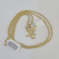 10k 2.5mm Rope Chain Eagle Pendant 18"-30" Yellow Gold Set Charm Necklace