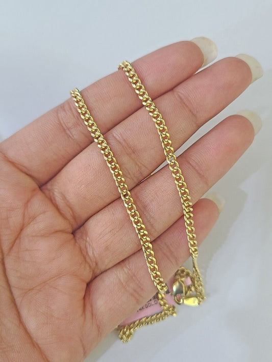 14k Yellow Gold Miami Cuban Link Chain Necklace 3mm 18-26 Inches Real