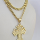 10k Jesus Cross Charm Miami Cuban Chain Pendant Set 5mm 18"28" Necklace Gold