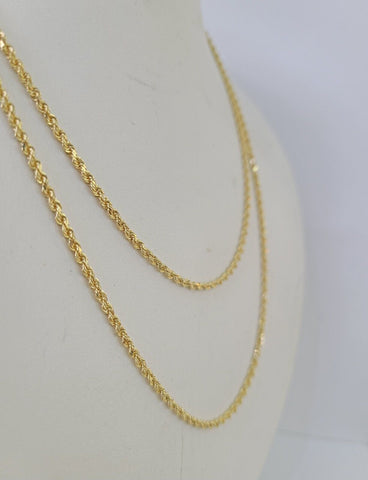 18k Real Solid Rope Chain Yellow Gold 2mm 20" Inch Genuine 18kt Necklace