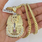 10K Franco Chain Pharaoh Pendant Charm Necklace 20"-26" 5mm Yellow Gold SET