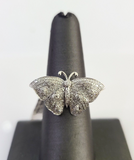 Real 10k Butterfly Diamond Ladies Ring Women Casual 10Kt White Gold