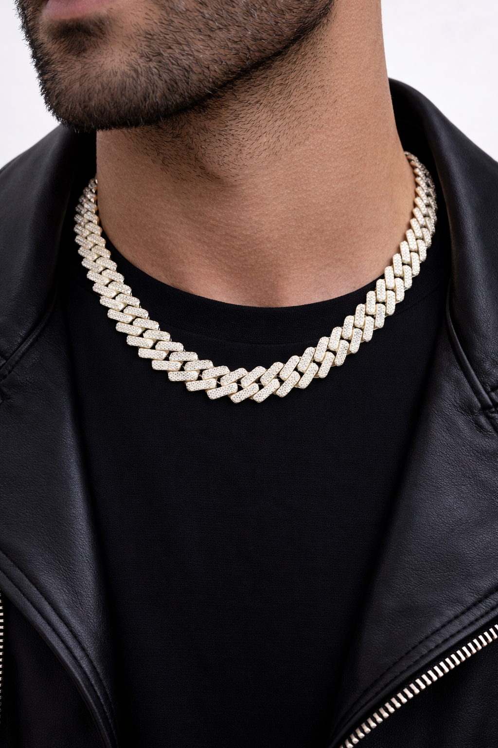 Real 925 Silver Moissanite Necklace Cuban Link Chain 22 Inch 10mm For Men