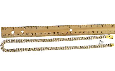 10K Real Gold Monaco Link Chain 20 Inch Diamond Cut Men Women Necklace 10Kt