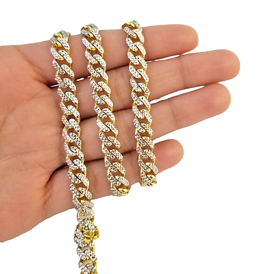 10K Real Gold Monaco Link Chain 20 inch Diamond Cut Men Women Necklace 10Kt