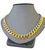 Real 10K Miami Cuban Link Monaco Chain Box Clasp 11mm Gold Necklace 10Kt 22"