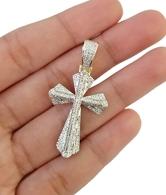 Real 10k Yellow Gold Genuine 1.18 CT Diamond Cross Pendant Jesus