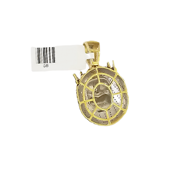 10K Yellow Gold Real Diamond Pendant King Lion Head Crown Charm