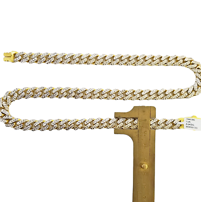 10K Real Gold Monaco Link Chain 20 Inch Diamond Cut Men Women Necklace 10Kt