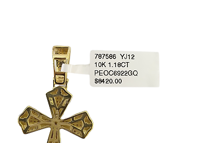 Real 10k Yellow Gold Genuine 1.18 CT Diamond Cross Pendant Jesus