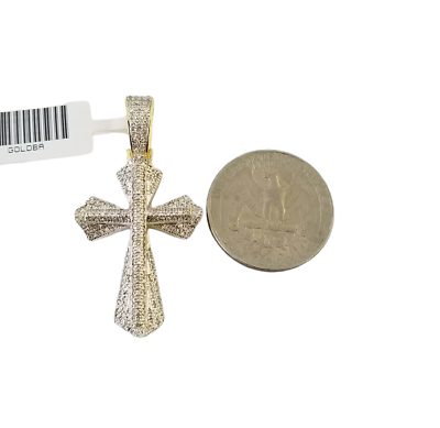 Real 10k Yellow Gold Genuine 1.18 CT Diamond Cross Pendant Jesus