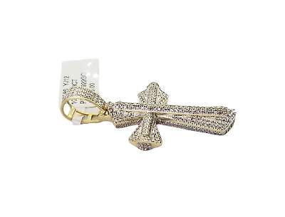 Real 10k Yellow Gold Genuine 1.18 CT Diamond Cross Pendant Jesus