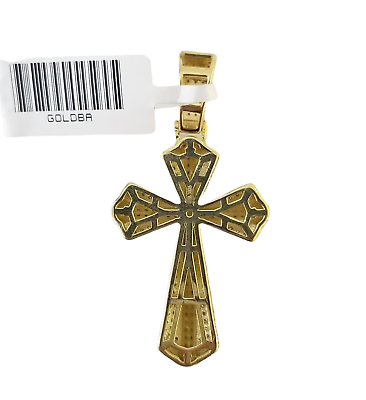 Real 10k Yellow Gold Genuine 1.18 CT Diamond Cross Pendant Jesus