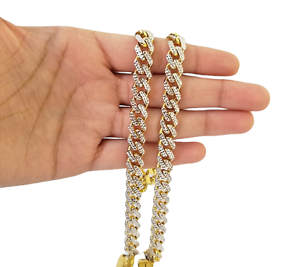 10K Real Gold Monaco Link Chain 20 Inch Diamond Cut Men Women Necklace 10Kt