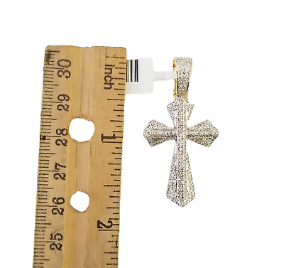 Real 10k Yellow Gold Genuine 1.18 CT Diamond Cross Pendant Jesus