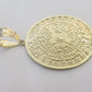 Real 10k Yellow Gold Pendant Circular Mayan Calendar Charm 2.5" SOLID 10kt