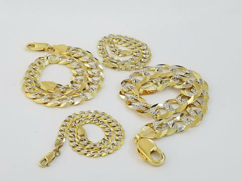 14k Solid Yellow Gold Cuban Link Bracelet Diamond Cut Men Women 7" 9" inch Real