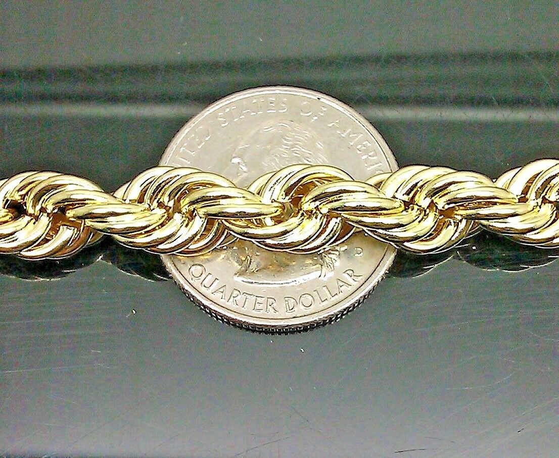 Real 10K Yellow Gold Rope Bracelet 8mm 7.5 " Long