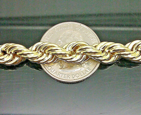 Real 10K Yellow Gold Rope Bracelet 8mm 7.5 " Long