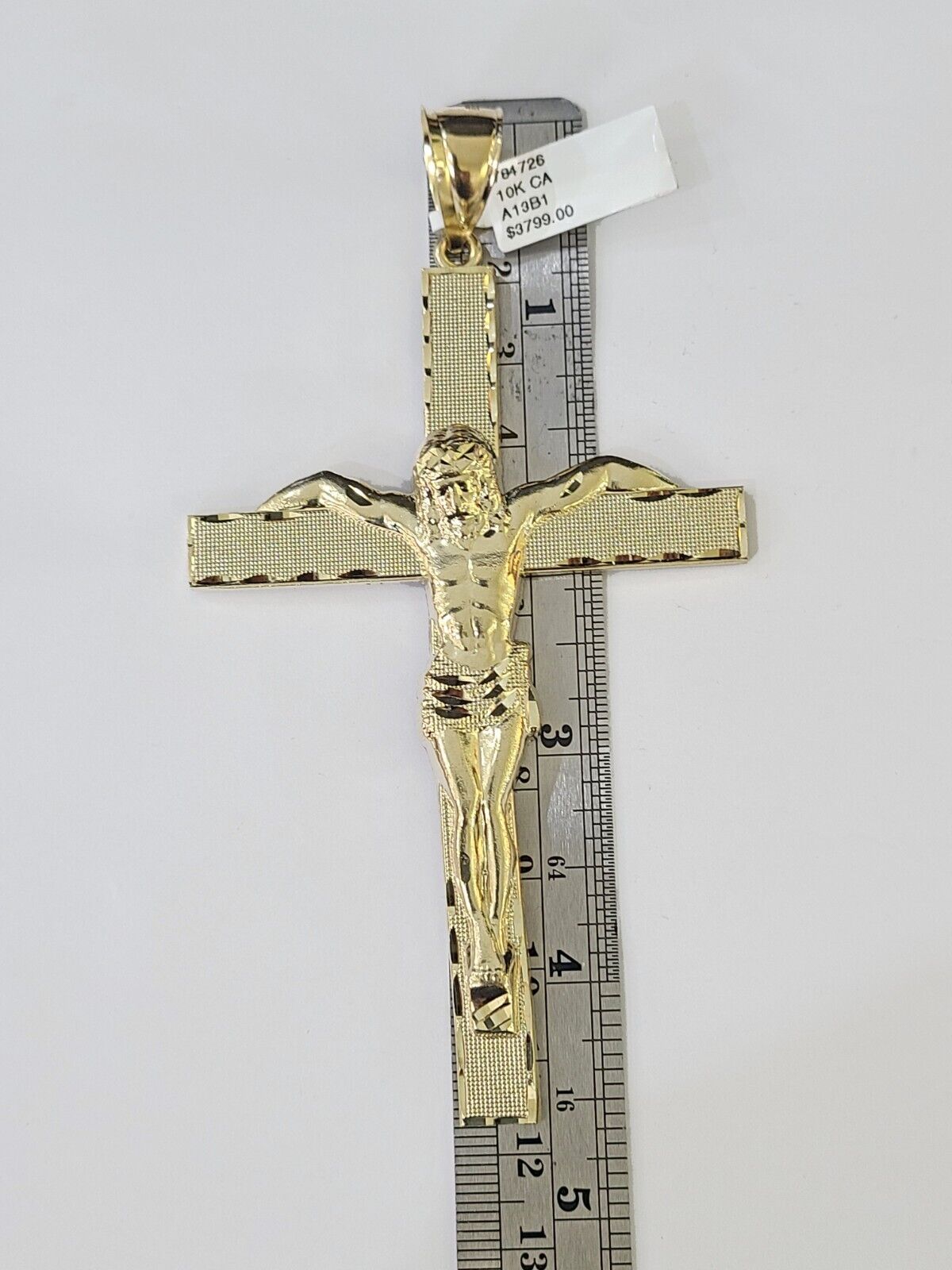 10K Yellow Gold Crucifix Cross Pendant Jesus Christ Charm Women Men