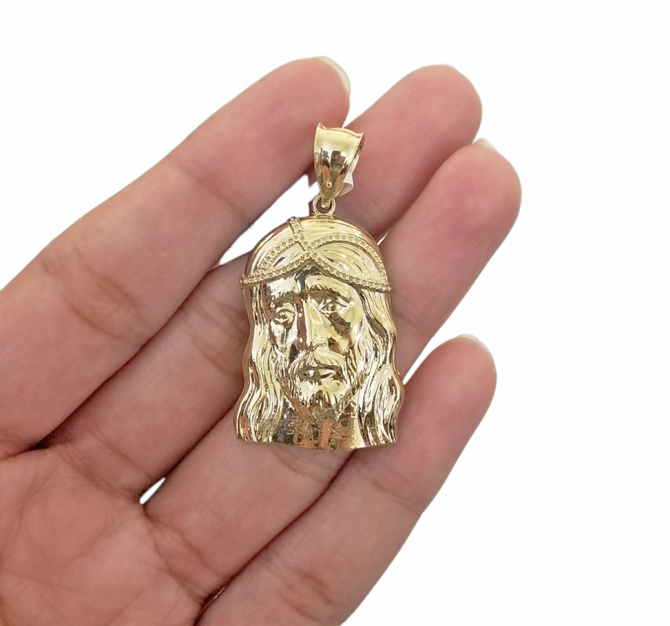 Real 10K Yellow Gold Jesus Head Pendent Charm