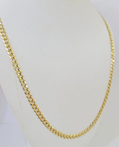 10k Gold Cuban Curb Link chain 3mm 20 Inch Real Yellow Gold Real Genuine